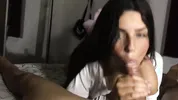 Girlfriend gives intense blowjob with cum in her mouth -DickForJuicy-