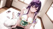 Purple Haired Bombshell Riding to Ahegao Collapse – Bed Soaked After