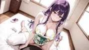 Purple Haired Bombshell Riding to Ahegao Collapse – Bed Soaked After