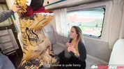BangVan - Busty RV Driver Jennifer Mendez Takes a Real Dinosaur on Board!
