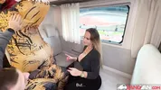 BangVan - Busty RV Driver Jennifer Mendez Takes a Real Dinosaur on Board!