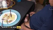 Big tit lesbians share some bbc taking turns and sharing some dick in ffm threesome