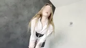 A sexy alternative-style girl makes someone cum on her pussy and tits several times