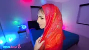 Tiny Rhea In White Fishnets Takes Hussie Deep Under Neon Lights!