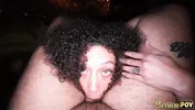 PASSIONPOV Busty ebony beauty Frecklemonade takes his big white cock deep down her throat