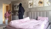 Defenseless blonde gets fucked HARD by thief while husband is next door