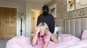 Defenseless blonde gets fucked HARD by thief while husband is next door