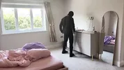 Defenseless blonde gets fucked HARD by thief while husband is next door