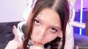 Cute girl Ksenia is fucking hard on the bed and wants to cum.