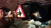 LUSTY BUSTY BLONDES Scene-4_Beautiful blonde with huge tits gets double fucked in a threesome in the alley