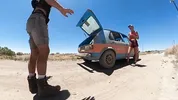 Fucking on the Hood of the Volkswagen Rabbit. Naked at the Springs
