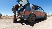 Fucking on the Hood of the Volkswagen Rabbit. Naked at the Springs
