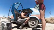 Fucking on the Hood of the Volkswagen Rabbit. Naked at the Springs