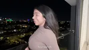 Curvy Mexican Latina VeritoAguas fucked by her hung best friend on the balcony of her luxury house