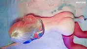 A female footballer satisfies herself with a sex machine during a break in the match
