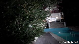 Hot GF Sucks Me at Stranger’s Pool Then I Pound Her From Behind Without the Owner Knowing