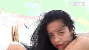 Sloppy Deepthroat From a Thick Latina With Oiled Natural Tits