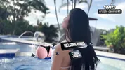 Fucking with a beautiful petite Colombian woman in the pool!