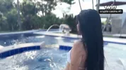 Fucking with a beautiful petite Colombian woman in the pool!