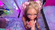 Lana Gee Spins On Command Then Gags On Brian's Cock At The Rave!