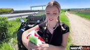 NastyClub - Busty French Babe Jade Jadore in POV Scooter Video Butt Naked and Tits Out!