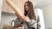 Big or Small? Cute Girl in Leggings Chooses Her Perfect Cock