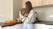 Big or Small? Cute Girl in Leggings Chooses Her Perfect Cock