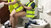 Fucking my coworker in the bathroom, the slut talks dirty - Facial