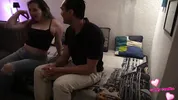 Wife ends up covered in cum from her husband and his friend