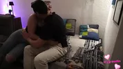 Wife ends up covered in cum from her husband and his friend