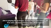 A game of darts that ends in a 6-person orgy, with everyone swapping partners
