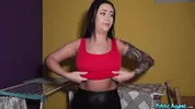 Public Agent - looking into make up artists blue eyes as she cums on cock