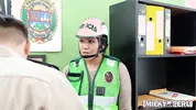 Please use a condom!!! Police general has sex with his big-bootied subordinate at the police station.