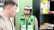 Please use a condom!!! Police general has sex with his big-bootied subordinate at the police station.