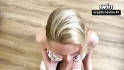 DINNER AT THE RESTAURANT ENDED WITH ROUGH SEX - SHE CRAWLED INTO MY PANTS HERSELF!! - A BLONDE WITH BIG TITS SWALLOWS MY COCK