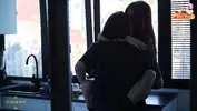 I like to lick my girl at sunset. Lesbian sex in the kitchen.