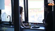 I like to lick my girl at sunset. Lesbian sex in the kitchen.