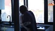 I like to lick my girl at sunset. Lesbian sex in the kitchen.