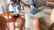 Drinking mate with my neighbor... everything gets very hot under the table