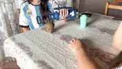 Drinking mate with my neighbor... everything gets very hot under the table