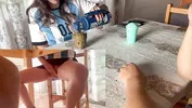 Drinking mate with my neighbor... everything gets very hot under the table