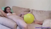 HOT HOT BODY & BIG NATURAL TITS PIGTAILS REDHEAD Candy Wolfe Masturbates With a Balloon