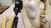 Home fisting in front of a laptop