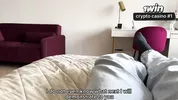 Hot stepmom in dress jerks off her stepson's big cock after changing clothes, then sucks and fucks