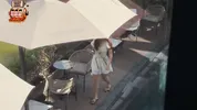 The pervert secretly masturbated to his new neighbor, but she CAUGHT him and angrily came to him for a juicy fuck