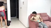 Por fin me quede solo con la empleada de servico termino dandole una dura follada por su apretado culo.