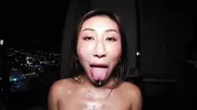POV. Beautiful Asian Woman Tries to Shove a Huge Black Cock into Her Pussy Before She Cums