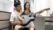 Mi 18 year old stepsister asks me to teach her to play guitar and we end up having a hard fuck.