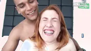 Curvy Redhead Gets Her Oiled Ass Worshipped Then Gags on BBC