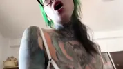Gothslut has Intense fuck while wearing white lingerie and glasses